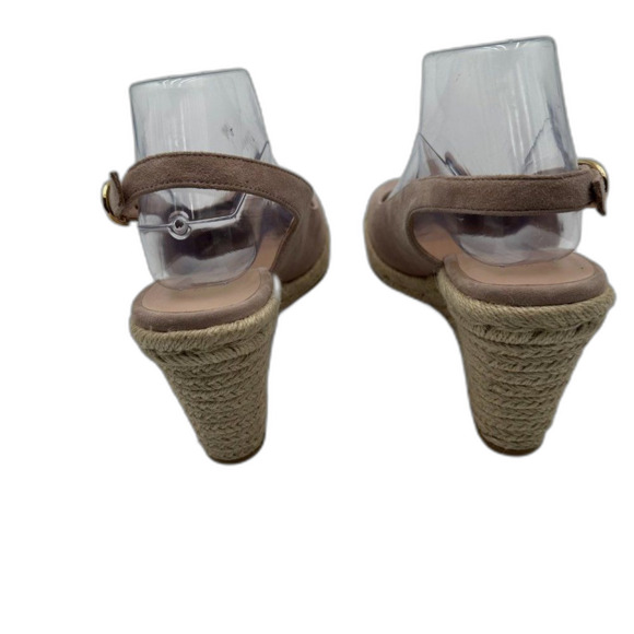 Stuart Weitzman Grey Suede Peep Open Toe Slingback Espadrille Wedges Size 8.5 - Picture 4 of 7